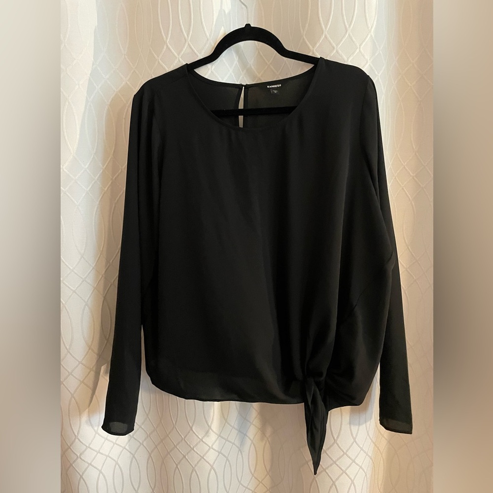 Express black long sleeve blouse with bottom side tie SZ L